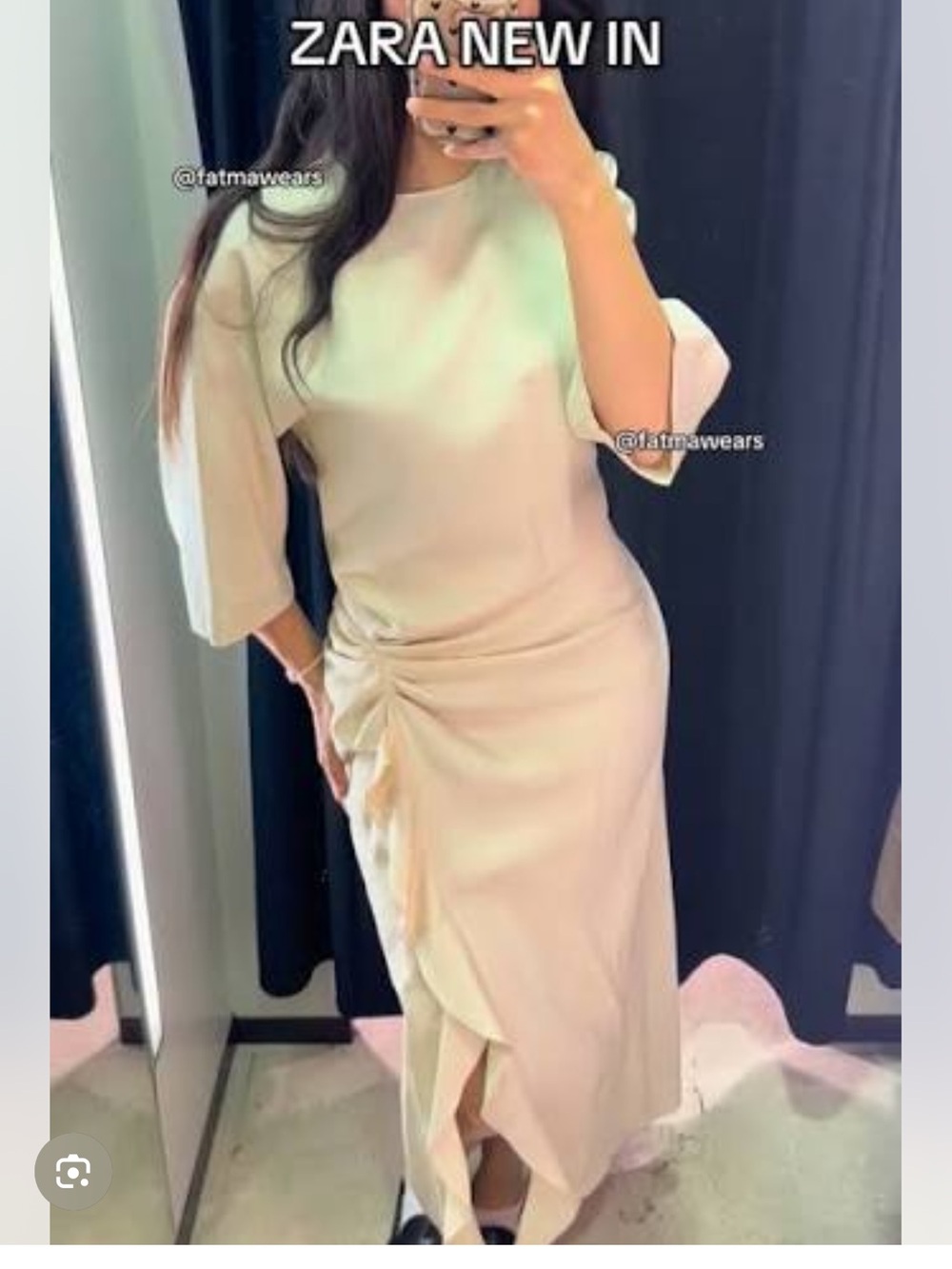 Zara Cream Ruffle-Front Midi Dress - Picture 4 of 11